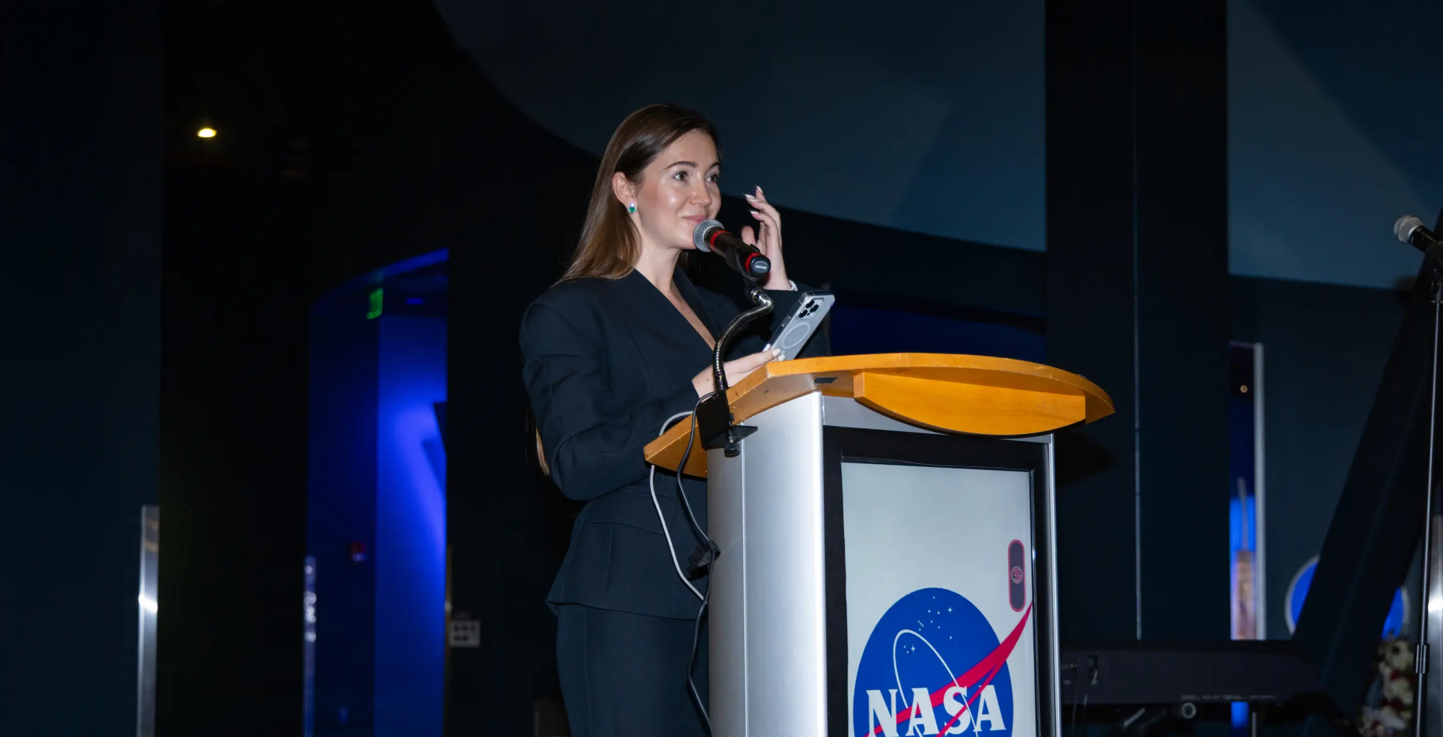 Speech on stage at NASA — Kennedy Space Center
